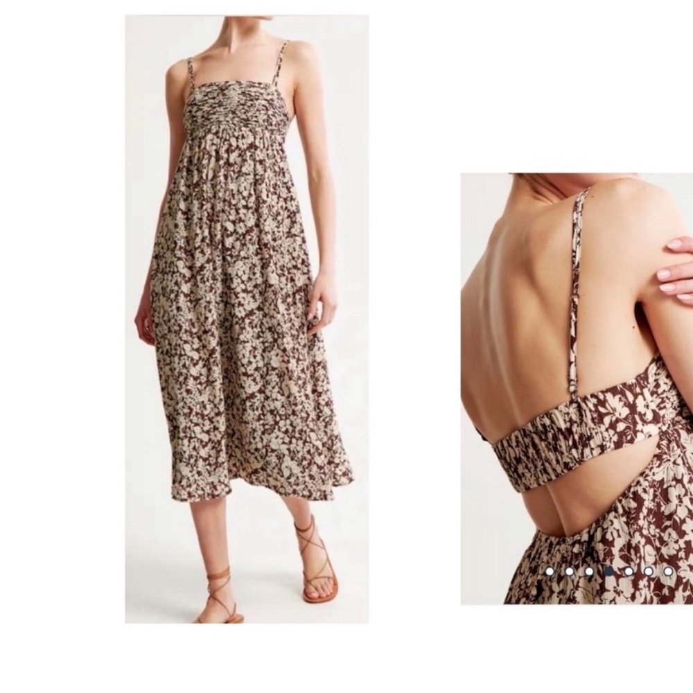 Abercrombie & Fitch Crinkle Textured Brown Maxi Dress (XS)